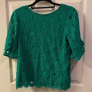 Nanette Lepore Teal Lace Blouse